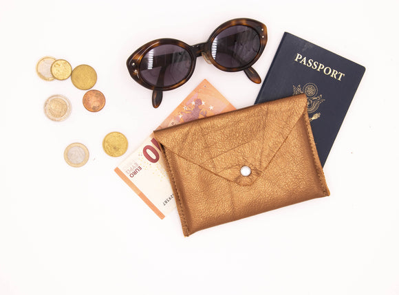 Crystalyn Kae Accessories - Leather Passport Case Holder - Bronze