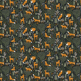 Winter Water Factory | Sweatshirt - Deer & Foxes in Dark Green