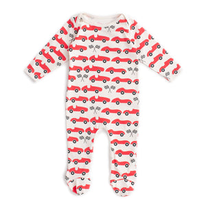Winter Water Factory | Footed Romper - Race Cars in Red