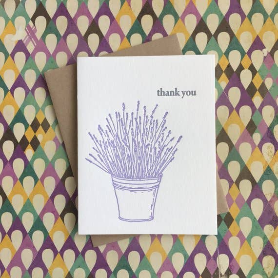 Lucky Bee Press Letterpress Card - Thank You Lavender