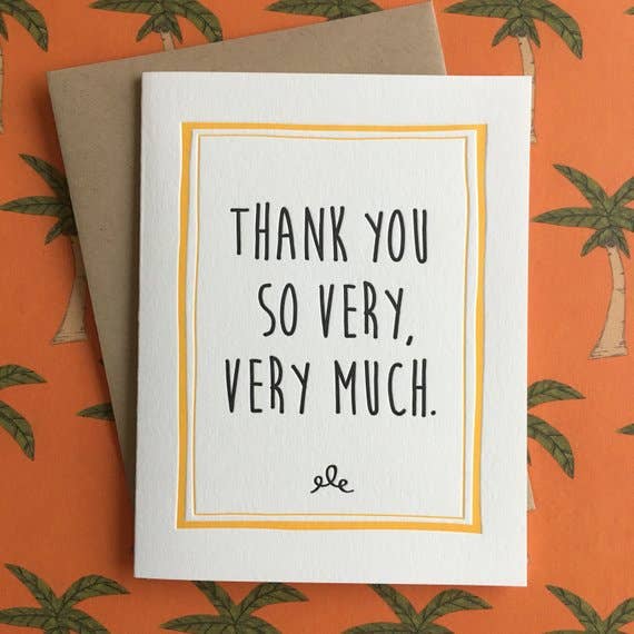 Lucky Bee Press Letterpress Cards (Boxed Set of 6)  - Thank You Very Much Card