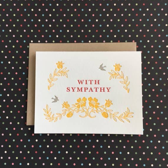 Lucky Bee Press Letterpress Card - French Floral Sympathy