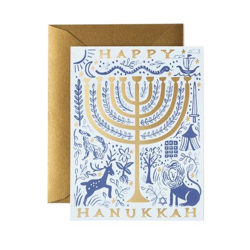 Rifle Paper Co. Hanukkah Card - Twelve Tribes Menorah