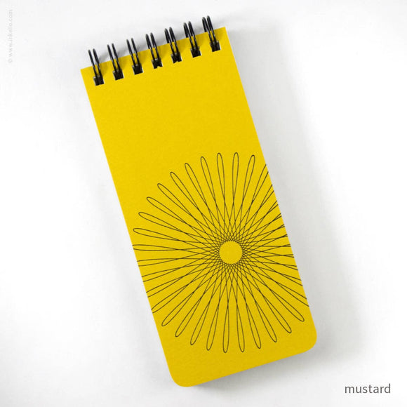 Inkello Letterpress Small Spiral Notepad With Hypotrochoid - Mustard