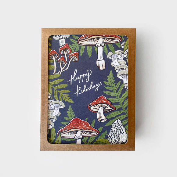 Root & Branch Paper Co. Boxed Cards - Happy Holidays | Fern + Mushroom