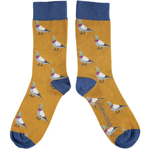 Catherine Tough Women's Organic Cotton Crew Socks - Pigeon on Ginger