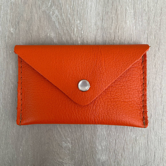 Crystalyn Kae Accessories - Upcycled Leather Card Case Wallet - Orange