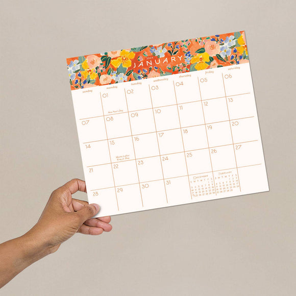 Seedlings 2024 Calendar Pad - Red + Orange Floral