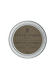 Tenth Street Candle Co. | Soy Wax Candle 4 oz. Tin - Peppermint + Eucalyptus