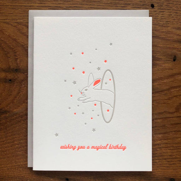 Lark Press Letterpress Card - Happy Birthday Magical Bunny