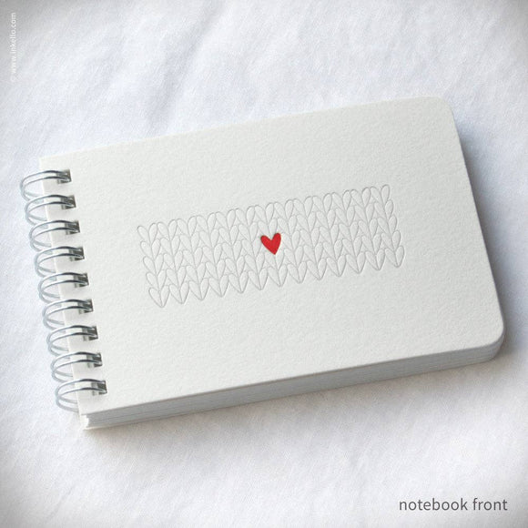 Inkello Letterpress Heart Knitting Spiral Notebook
