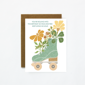 Quiet Lines Design Birthday Card - Wild and Free-Roller Skate
